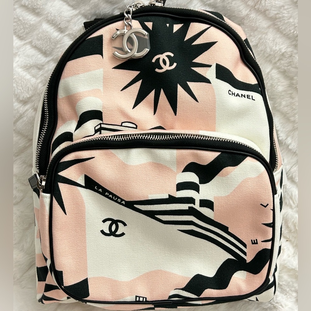 CHANEL Pink Canvas Backpack